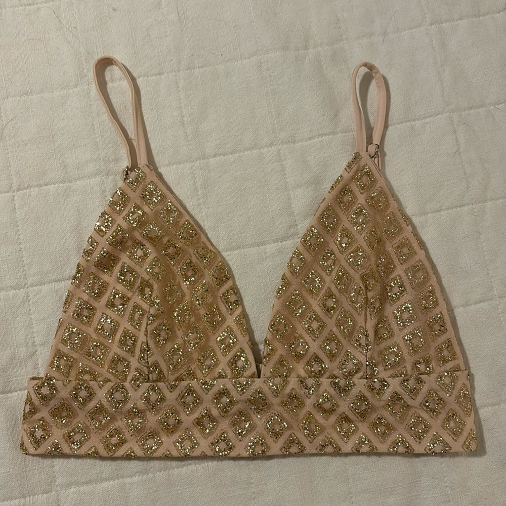 Gorgeous Peach and Gold Sparkle Top